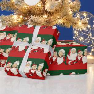 Retro Mid-Century Santa Family – Kitsch Claus Wrapping Paper