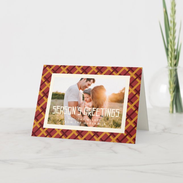 Retro Mid Century Season's Greetings Photo Holiday Card (Front)