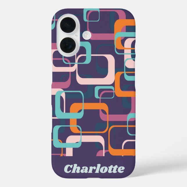 Retro Mid Century Shapes Purple Personalised Case-Mate iPhone Case (Back)