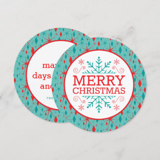 Retro Mid Century Starburst and Diamonds Christmas Holiday Card