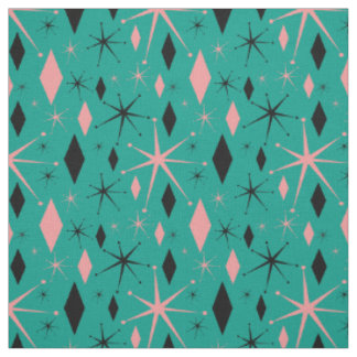 Retro Mid Century Starburst and Diamonds Fabric