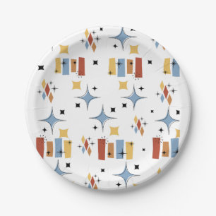 Retro Mid-Century Starburst Paper Plates