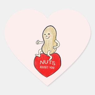 Retro Mid Century Style Nuts About You Valentine Heart Sticker