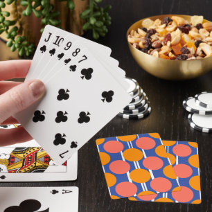 Retro Mid Century Style Orange Blue Polka Dot Playing Cards