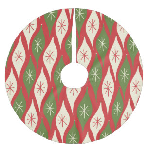 Retro Mid-century Vintage Christmas Ornaments Brushed Polyester Tree Skirt