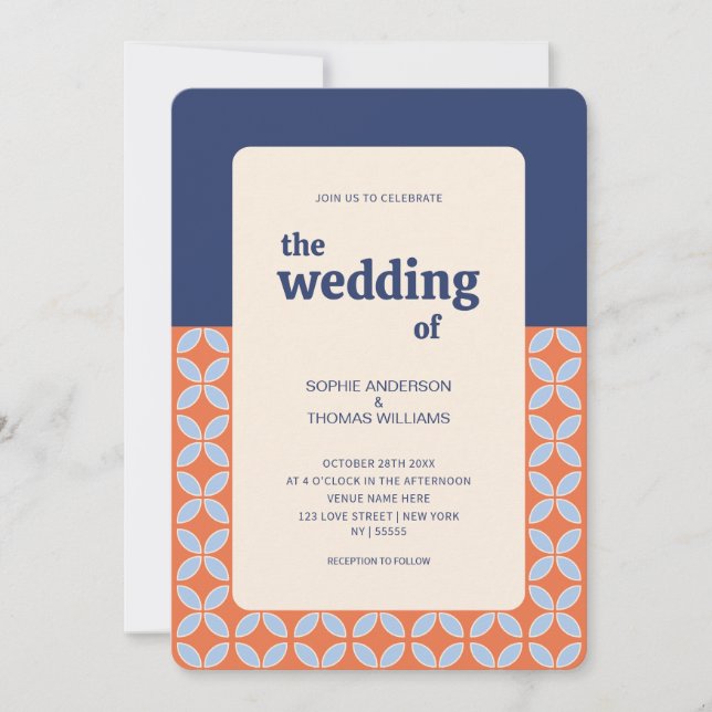 Retro Mid Century Wedding Invitation (Front)