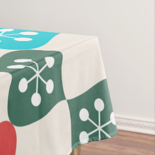 Retro Mid Mod Atomic Pattern Colourful Christmas Tablecloth