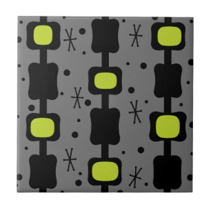 Retro Mid Mod Columns Boxes Chartreuse Ceramic Tile