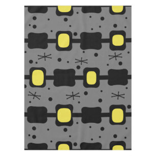 Retro Mid Mod Columns Boxes Yellow Tablecloth