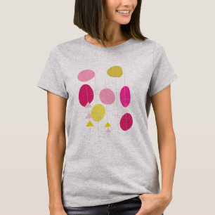 Retro Mid Mod Geometric Shapes Pink and Yellow T-Shirt