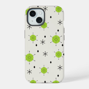 Retro Mid Mod Starburst Sky Chartreuse iPhone 15 Case