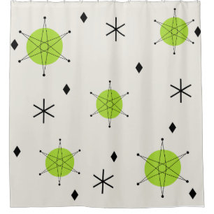 Retro Mid Mod Starburst Sky Chartreuse Shower Curtain