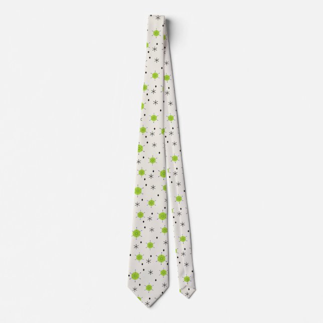 Retro Mid Mod Starburst Sky Chartreuse Tie (Front)