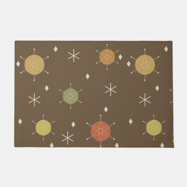 Retro Mid Mod Starburst Sky Multicolored Doormat (Front)