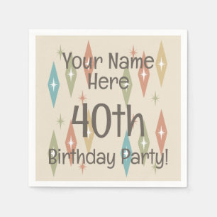 Retro Midcentury 40th Birthday Napkin