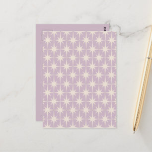 Retro Midcentury 50s Star Pattern in Lilac Postcard