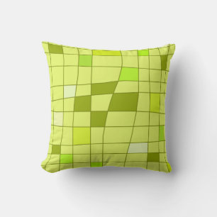 Retro Midcentury Art Warped Chartreuse Cushion