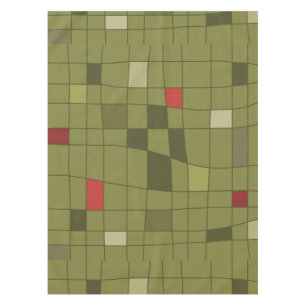 Retro Midcentury Art Warped Olive Green Tablecloth