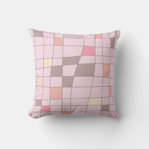 Retro Midcentury Art Warped Pastel Pink Cushion
