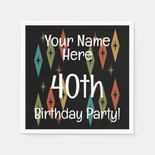 Retro Midcentury Custom Birthday Napkin