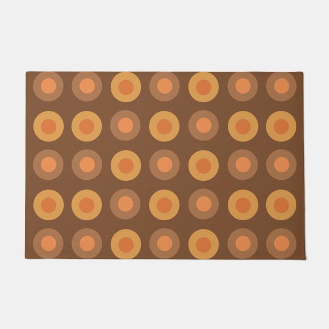 Retro MidCentury Dots Burnt Orange Doormat (Front)