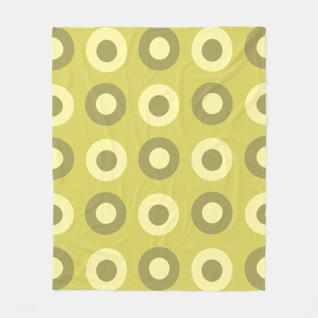 Retro MidCentury Dots Chartreuse Fleece Blanket (Front)