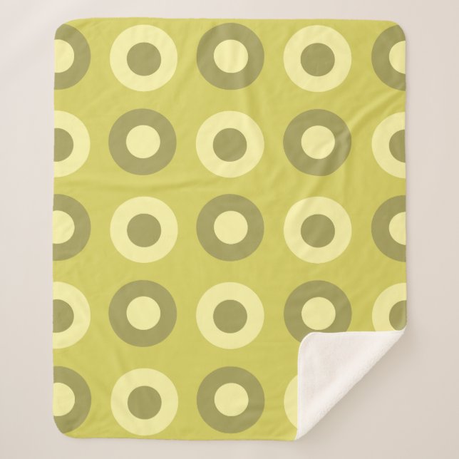 Retro MidCentury Dots Chartreuse Sherpa Blanket (Front)