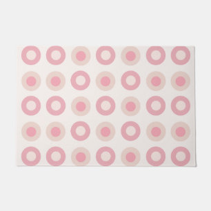 Retro MidCentury Dots Pink Vanilla Doormat