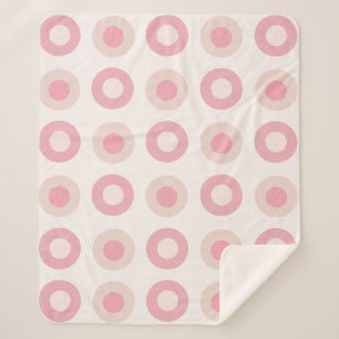 Retro MidCentury Dots Pink Vanilla Sherpa Blanket