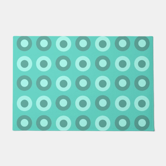 Retro MidCentury Dots Turquoise Doormat (Front)