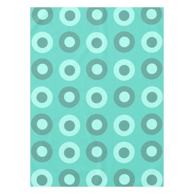 Retro MidCentury Dots Turquoise Tablecloth (Front)