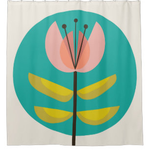 Retro Midcentury Flower Shower Curtain