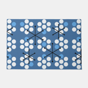 Retro Midcentury MCM Dots Blue Doormat