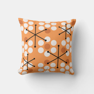 Retro Midcentury MCM Dots Orange Cushion