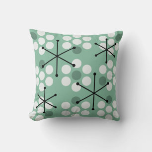 Retro Midcentury MCM Dots Sage Green Cushion