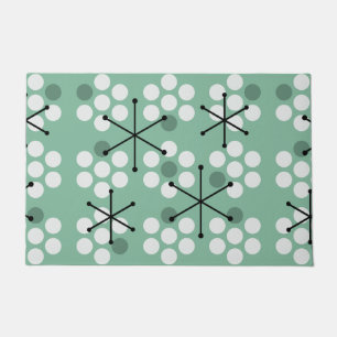 Retro Midcentury MCM Dots Sage Green Doormat