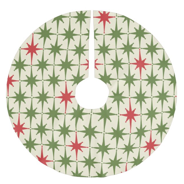 Retro Midcentury Modern Christmas Starbursts Brushed Polyester Tree Skirt (Front)