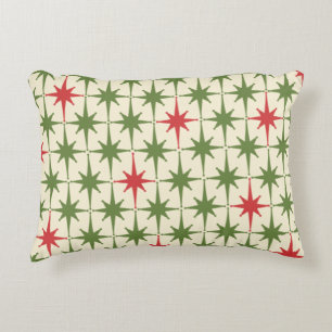 Retro Midcentury Modern Christmas Starbursts Decorative Cushion