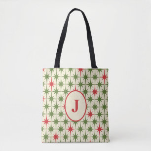 Retro Midcentury Modern Christmas Starbursts Tote Bag