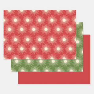 Retro Midcentury Modern Christmas Sunbursts Wrapping Paper Sheet