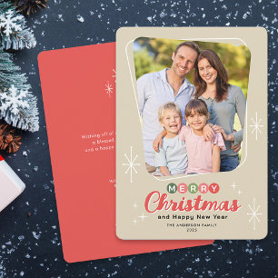 Retro Midcentury Modern Message Photo Christmas Holiday Card