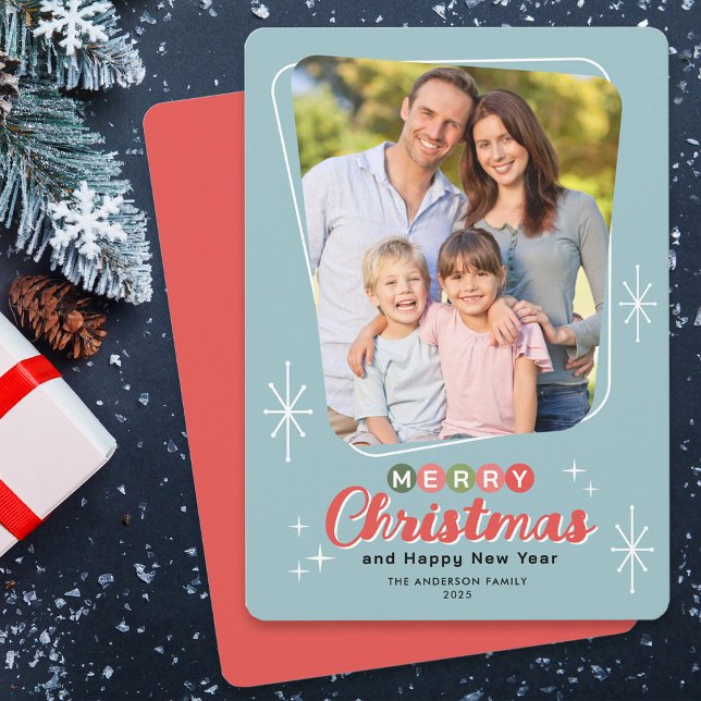Retro Midcentury Modern Photo Christmas Holiday Card (Creator Uploaded)
