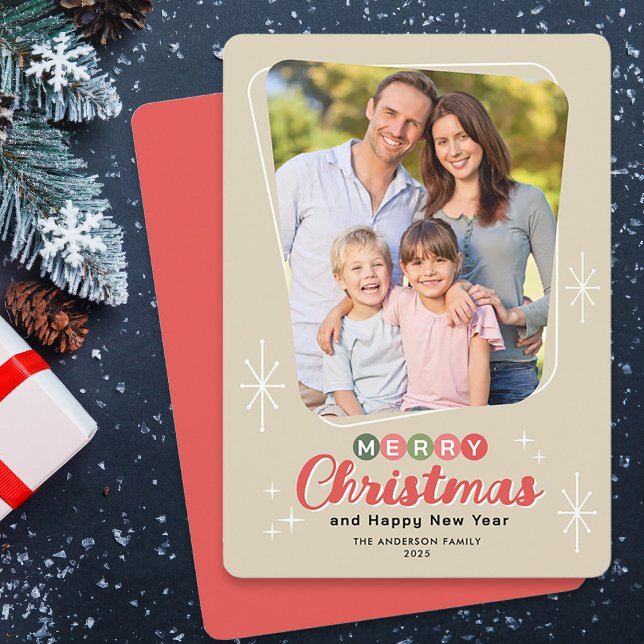 Retro Midcentury Modern Photo Christmas Holiday Card (Creator Uploaded)