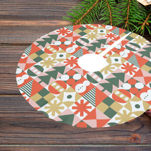 Retro Midcentury Modern Scandinavian Christmas Brushed Polyester Tree Skirt