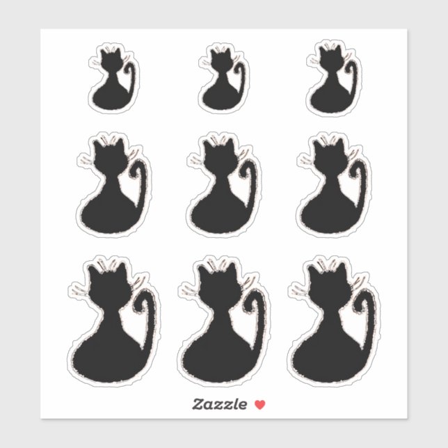 Retro Midcentury Modern Style Black Cat Silhouette (Sheet)