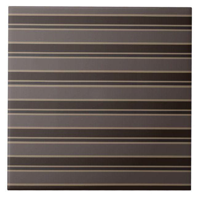 Retro Midcentury Stripes Dark Academia Ceramic Tile (Front)
