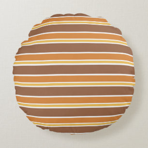 Retro Midcentury Stripes Multicolored Round Cushion