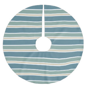 Retro Midcentury Stripes Ocean Green Brushed Polyester Tree Skirt