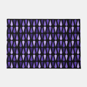 Retro Midcentury Teardrops Black Indigo Doormat