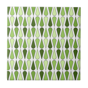 Retro Midcentury Teardrops Chartreuse Ceramic Tile